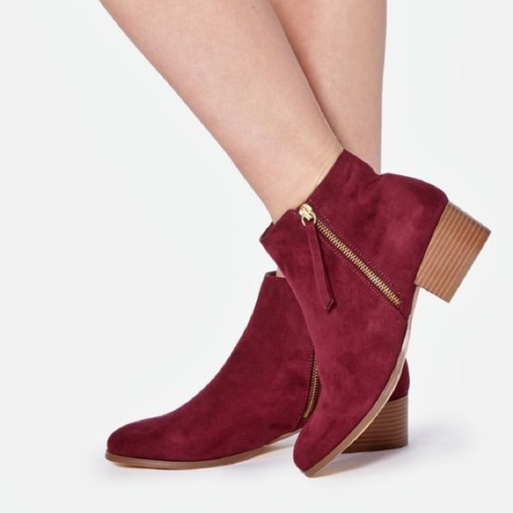 Faux suede ankle booties